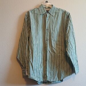 Banana Republic lS Green Striped Men's Dress Shirt Size M